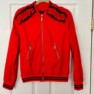 BNWT Vanessa Scott Red Vinyl Bomber
